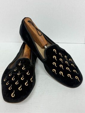* Rare* Stubbs Wootton The Riddler Question Marks Style Velvet Loafers Size 14